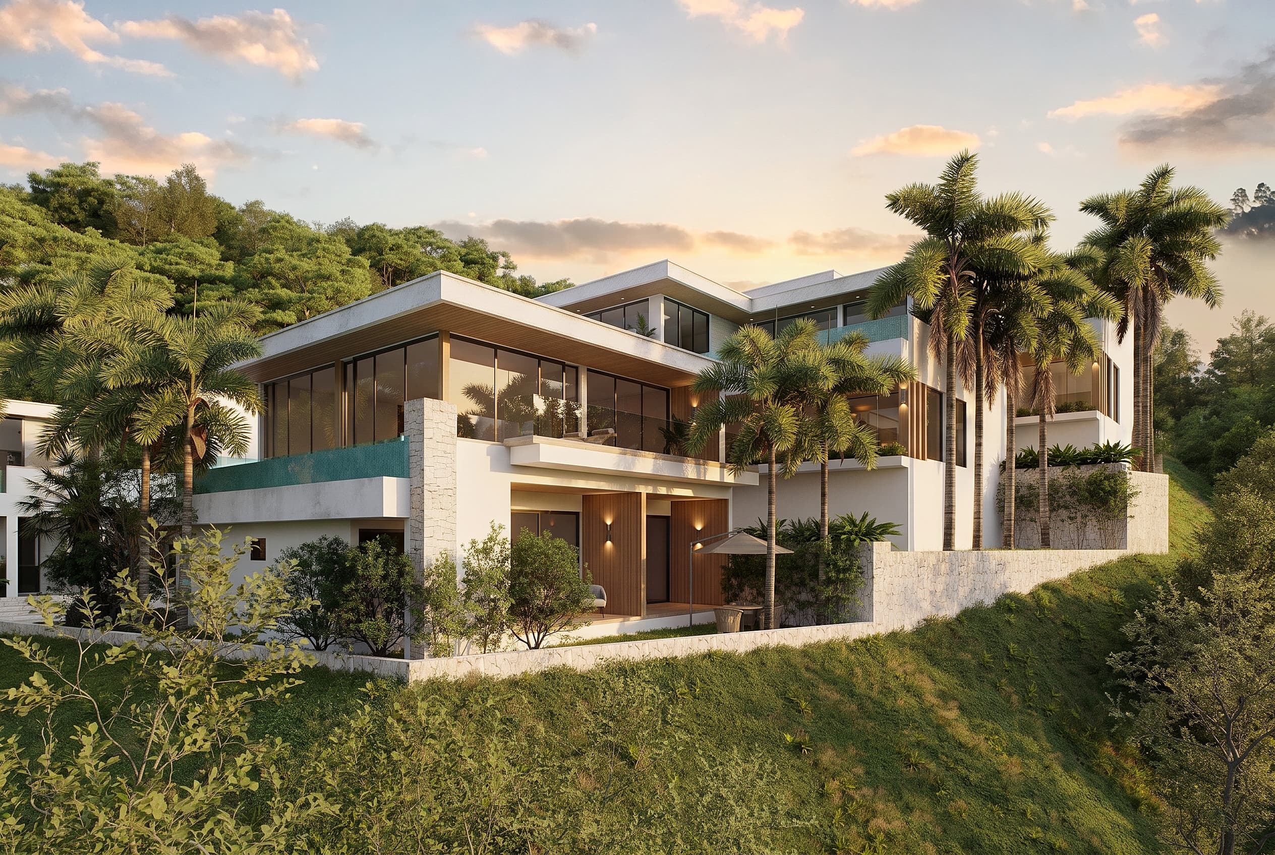 The villas cascading down the Kamala hillside