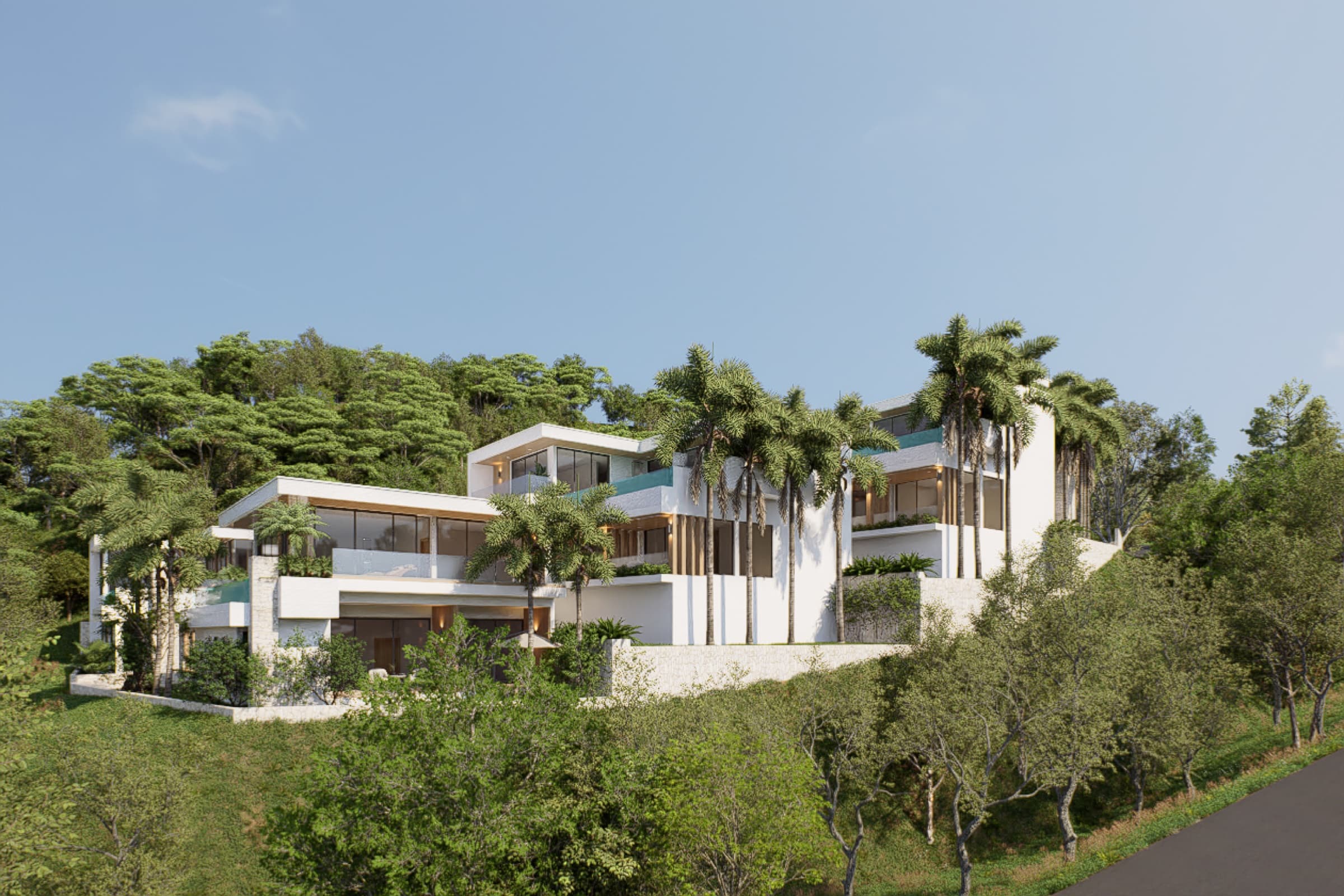 The villas cascading down the Kamala hillside