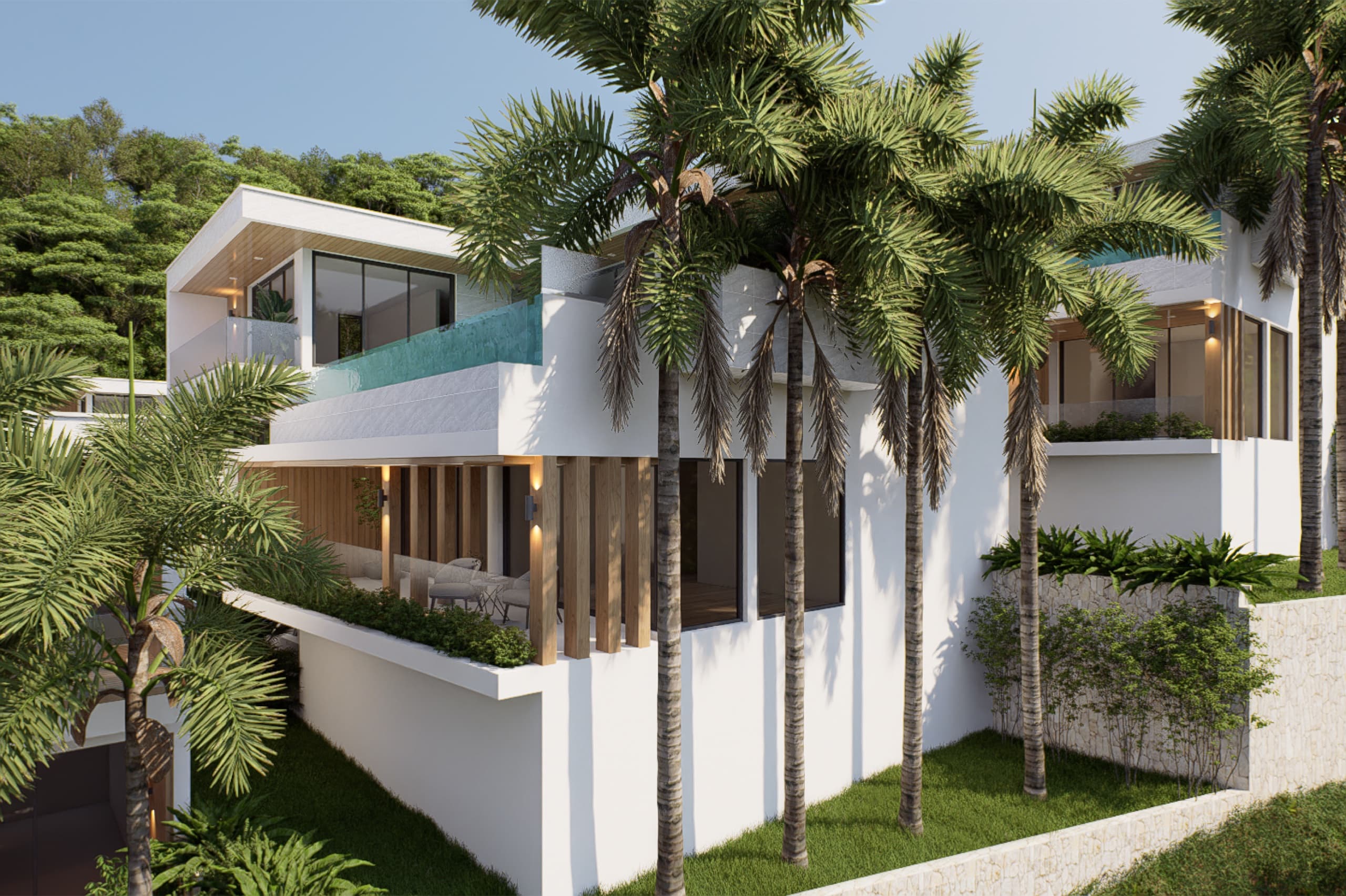 An Amigo's Villa residence framed by palms above the Andaman