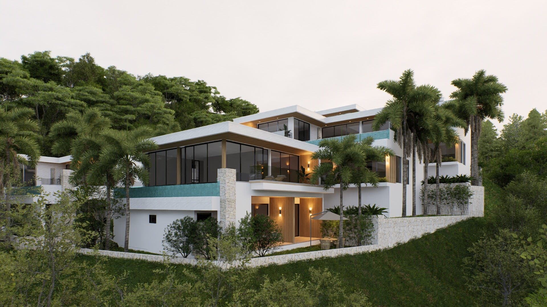 Aerial view of the Amigo's Villa estate on the Kamala headland